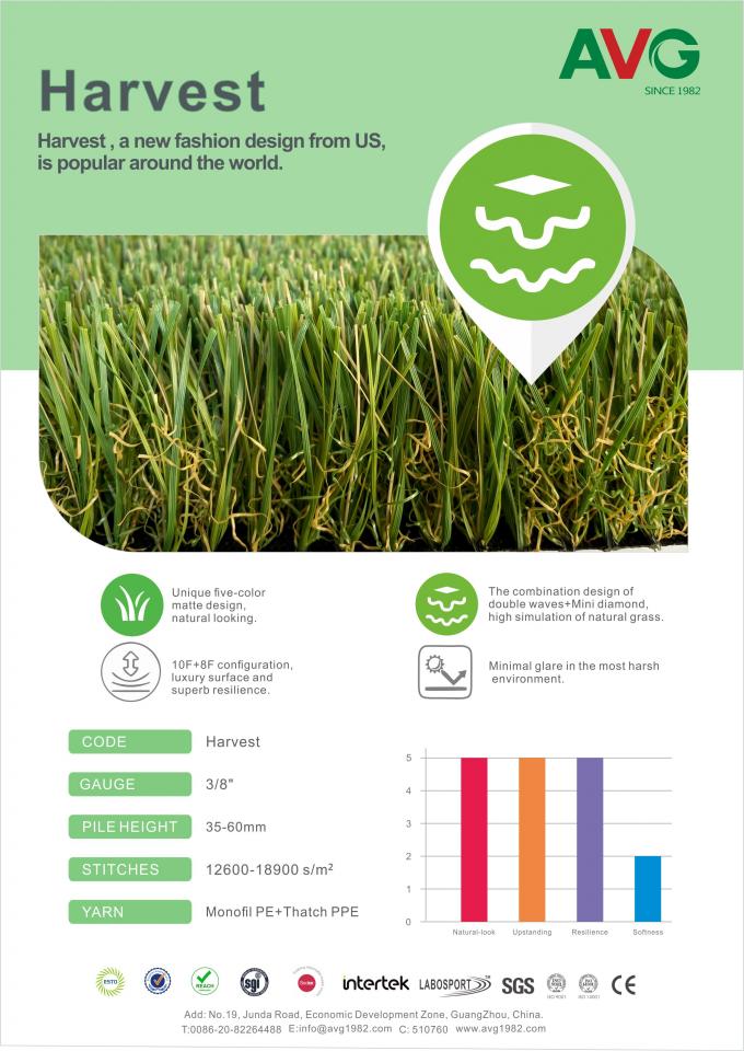 трава искусственной травы сада 55mm синтетическая удобная и мягкая 0