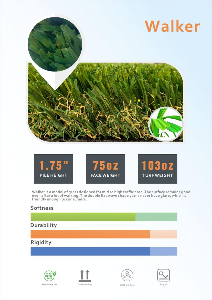 Штейн Dtex прямой травы 16500 сада зеленого цвета поля искусственной широкий волнистый 1