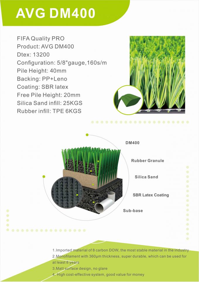 Дерновины травы футбола дизайна высокой отметки трава новой искусственной искусственная 40mm 0