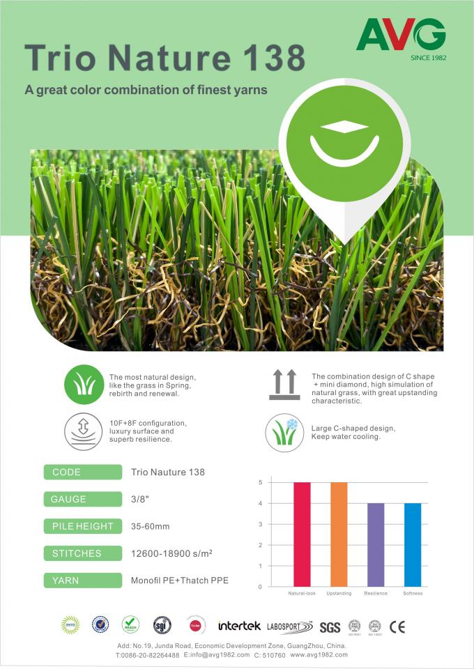 Подгонянная травы ландшафта 35-50mm дерновина поддельной синтетическая для сада 0